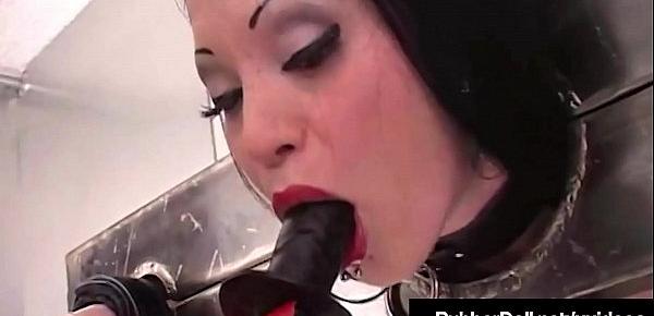  Latex Lesbian RubberDoll Abuses Her Slave Girl Diabolica!